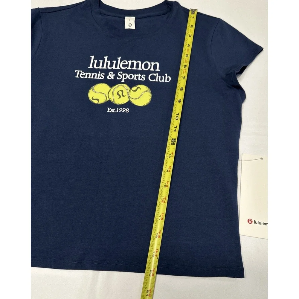 Lululemon Sz Lge Organic Cotton Graphic Baby Tee Tennis Sports Club CLBL LW3JCYS